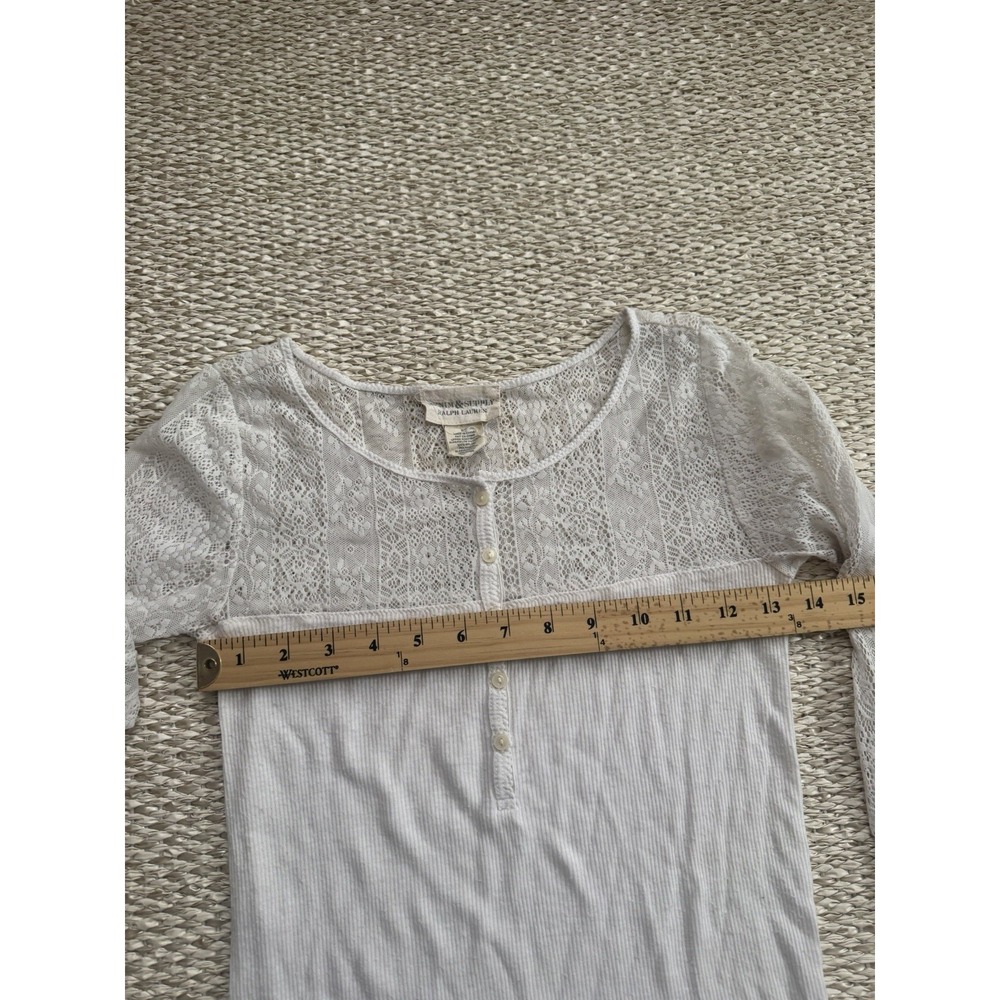 Vintage Y2K Ralph Laurie Denim Supply Lace Henley Dainty Top. Boho - Picture 7 of 8